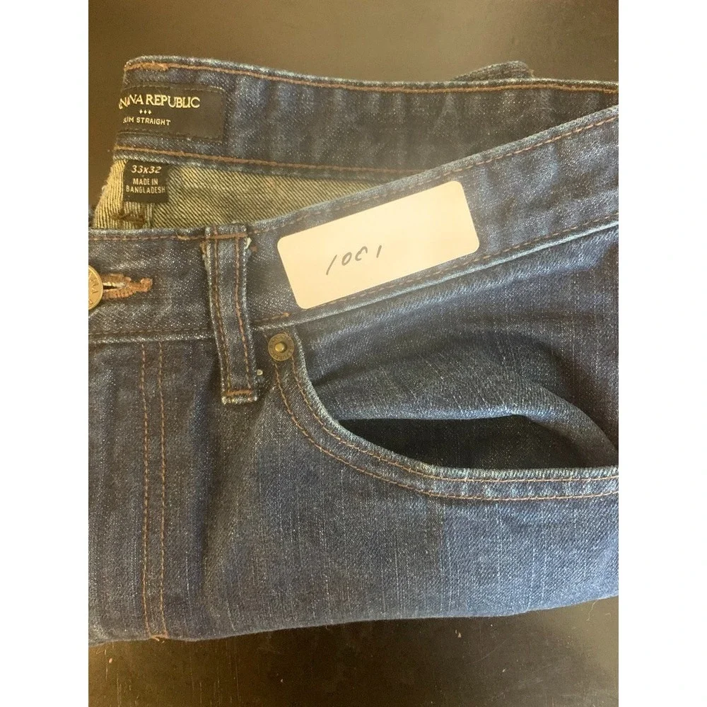 Banana Republic Jeans Mens 33x32 Slim Straight‎ Dark Wash Indigo Cotton Denim